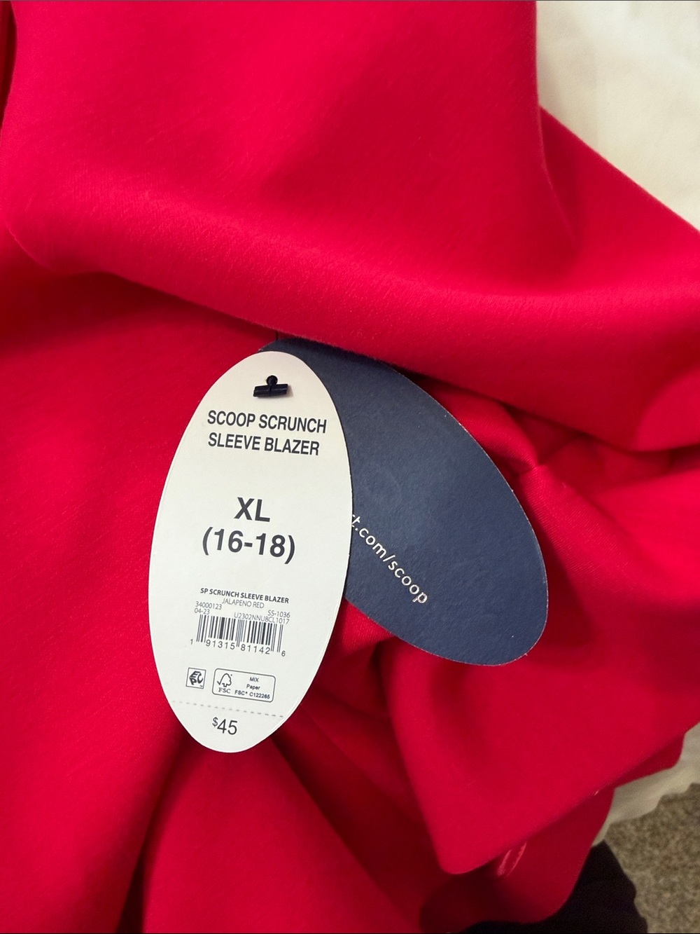 Women's Red Open-Front Blazer Jacket - Picture 5 of 5